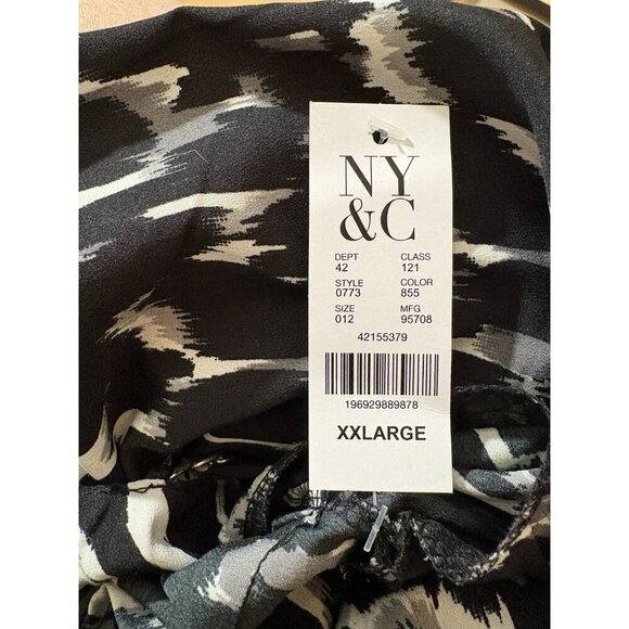 New York & Company XXL Black Animal Print Choker One Shoulder Chain Strap Top - Picture 6 of 6